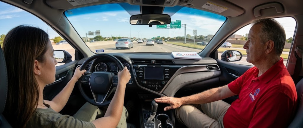 Instructor helping a student with Adult drivers Ed Bedford, TX